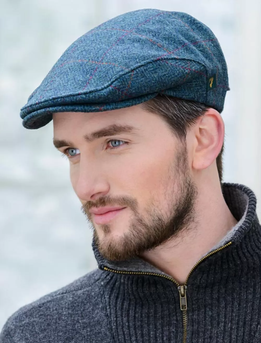 Cheap Trinity Tweed Flat Cap - Turquoise Plaid | Aran Sweater Market Irish Flat Caps